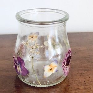 Real Pressed Flower Tea Candle Holder